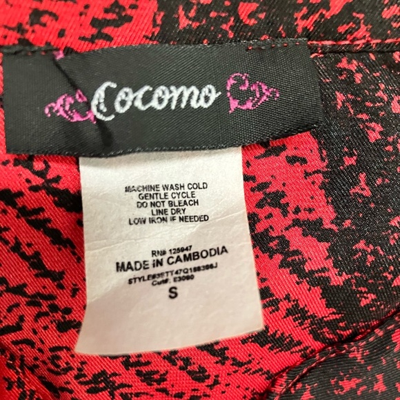 Cocomo Women’s Silky 3/4 Sleeve Button Down Blouse in Red and Black Plaid Sz S - Picture 3 of 7